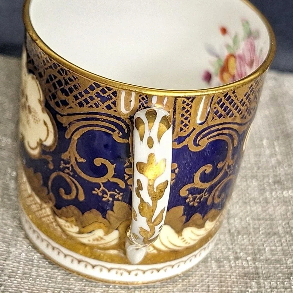 Crown Staffordshire Cobalt Blue‎ Gold Bone China Demitasse Espresso Cup Gilded